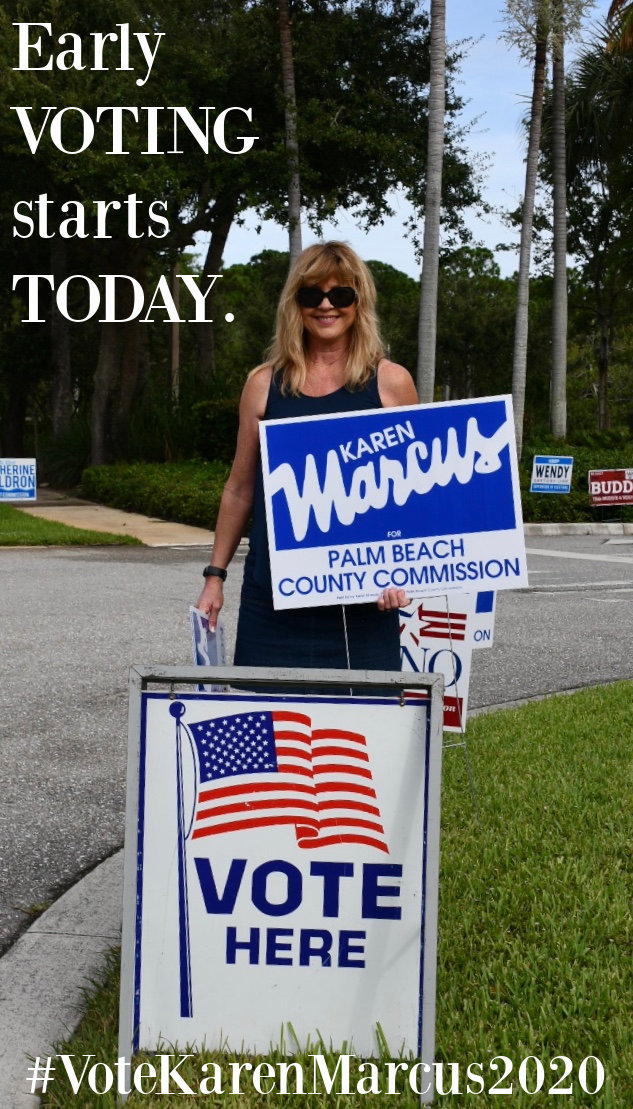 KarenMarcus16's tweet photo. #EarlyVoting starts TODAY.
#VoteKarenMarcus2020
#PalmBeachGardensLibrary #JupiterCommunityCenter
#Republican #GetOutTheVote https://t.co/hmrdHrLO8r