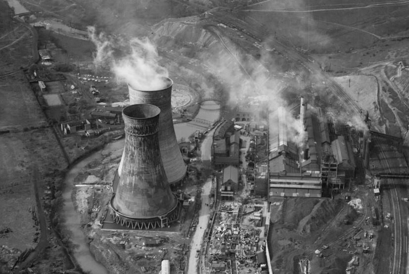 1947 image from Britain from Above. That line in the landscape marks the nearest straight side of the square footing for the nearest cooling tower (still with its wartime camouflage paint). So within there may be...concrete, debris, danger, and nature showing its own power