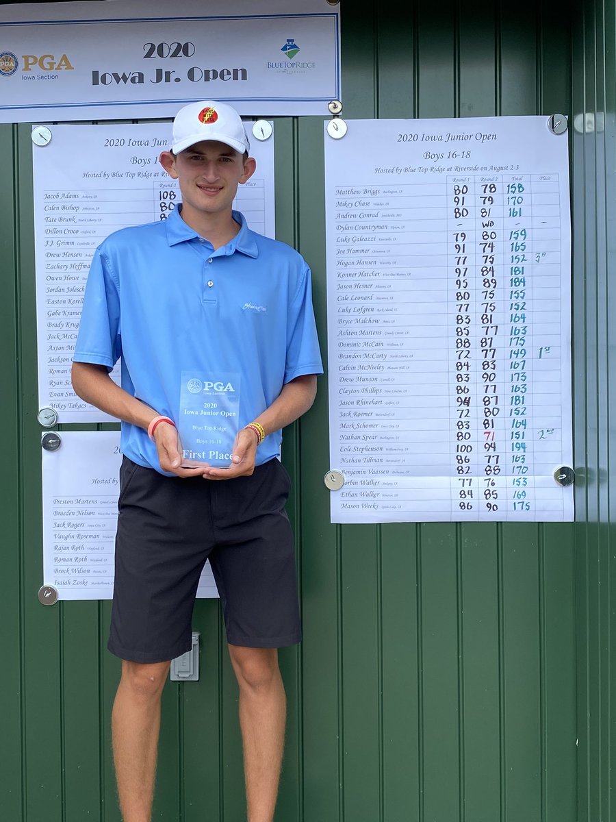mmccarty10's tweet photo. Congrats @bmccarty10!  Champion of the Iowa JR Open at Blue Top Ridge. Great job! @chadmccarty https://t.co/V0luSi3leq