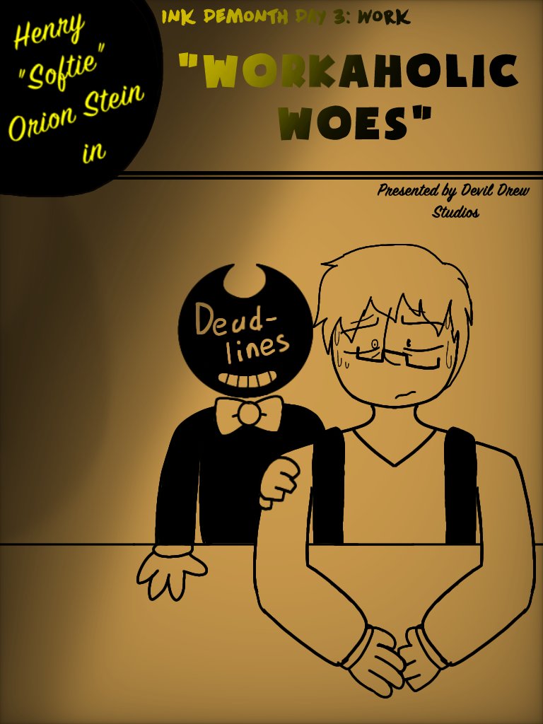 DILFDrawer's tweet photo. #The_Ink_Demonth Day 3: Work!
Here's more of a special one for today, a poster in #ProjectPoster detailing a 15 min 'special episode' with dark...dark undertones. Named 'Workaholic Woes'! https://t.co/JDnbFRf9HP