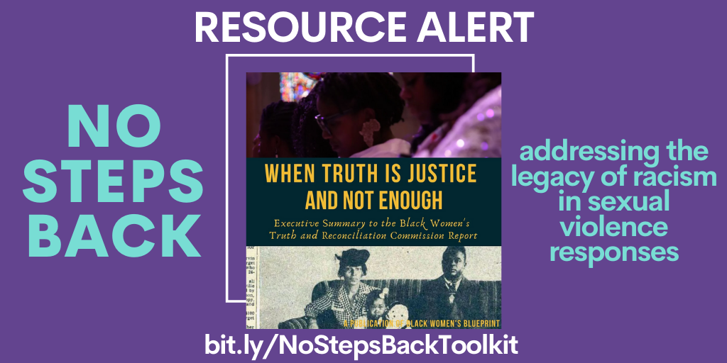 nycendgbv's tweet image. The Black Women's Truth &amp;amp; Reconciliation Commission focused on rape &amp;amp; sexual assault against Black women in the U.S. and was the result of years of national grassroots activism, direct service healing practice, &amp;amp; participatory action research #NoStepsBack blackwomensblueprint.org/truth-commissi…
