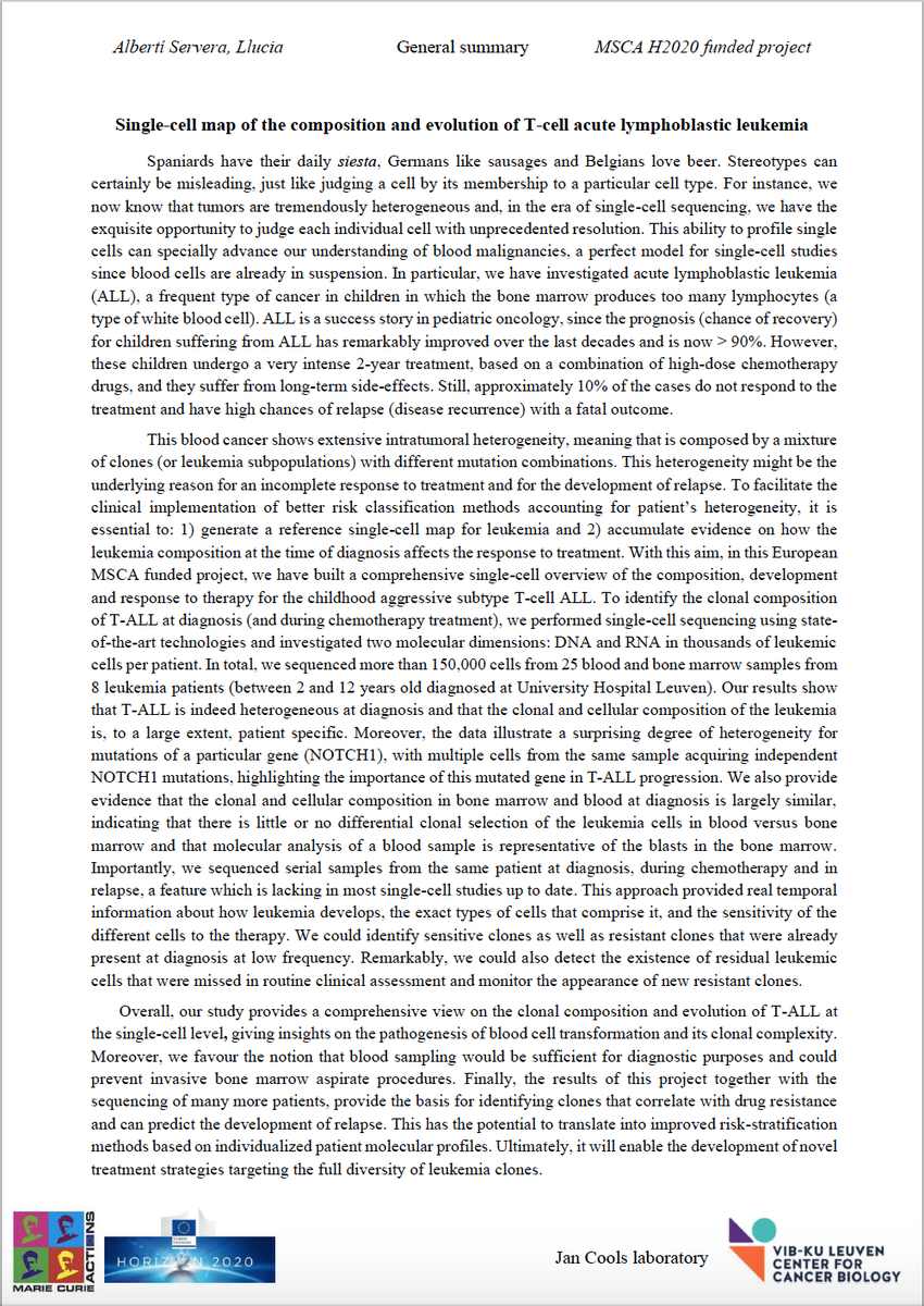 ScLmap's tweet photo. Don't judge a cell by it's membership to a particular cell type! Do you want to learn more about clonal heterogeneity in pediatric leukemia? Here is a lay and general summary of the project ⬇️⬇️⬇️ (scientific manuscript 🔜)
#singlecell #leukemia #JACOlab #research #MSCAproject https://t.co/g79uVITduL