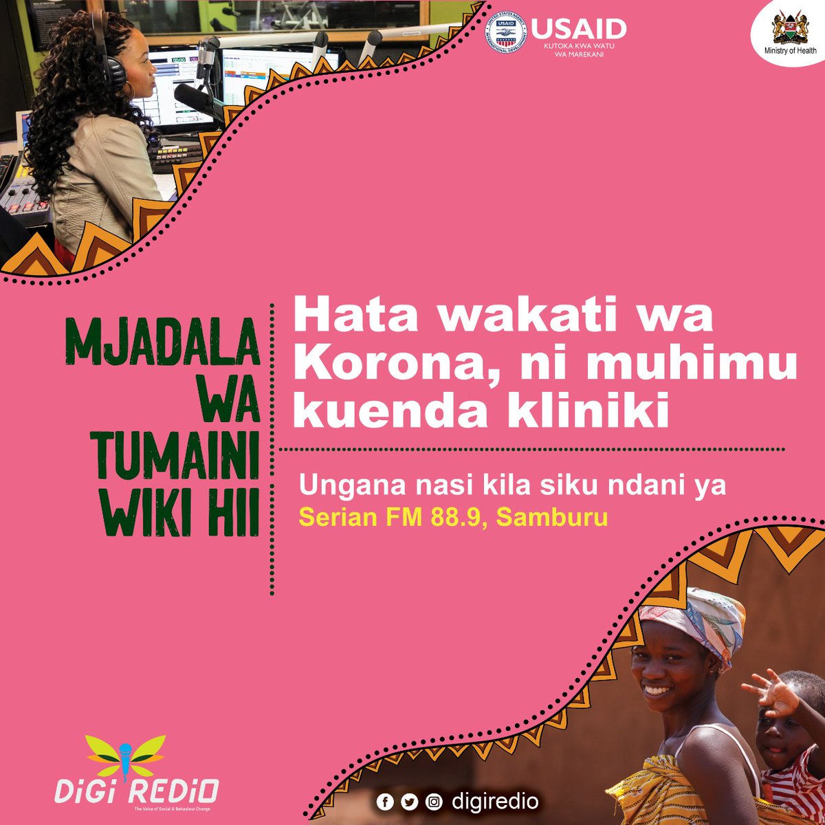 SerianFM's tweet photo. Do you know visiting a medical facility for the continuity of essential services e.g vaccination, maternal &amp; reproductive services is important even during this crucial times of COVID 19? #tumainihewani  @DigiRedio @USAID https://t.co/xCRn6kwvFl