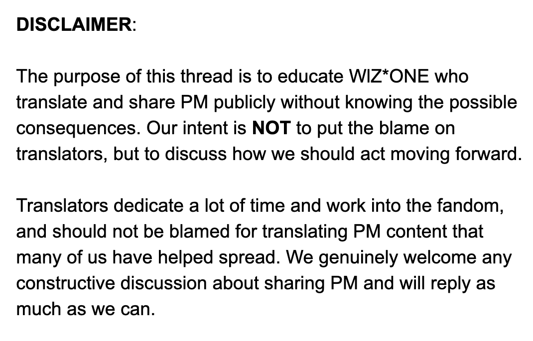 How public translations and leaks of Private Mail are harmful to lZ*ONE and how international WlZ*ONE can prevent the damageA thread by  @bloom_bless  @joyuls1022  @minjoozone  @aceofdong  @Heolman_IZ Please read to the very end.(Note: All non-anti tweets used with consent)