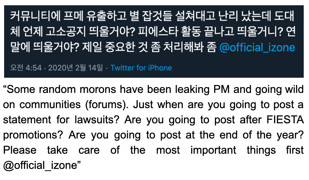Korean WlZ*ONE are often vocal and protective of lZ*ONE PM because they've seen the consequences of leaks.