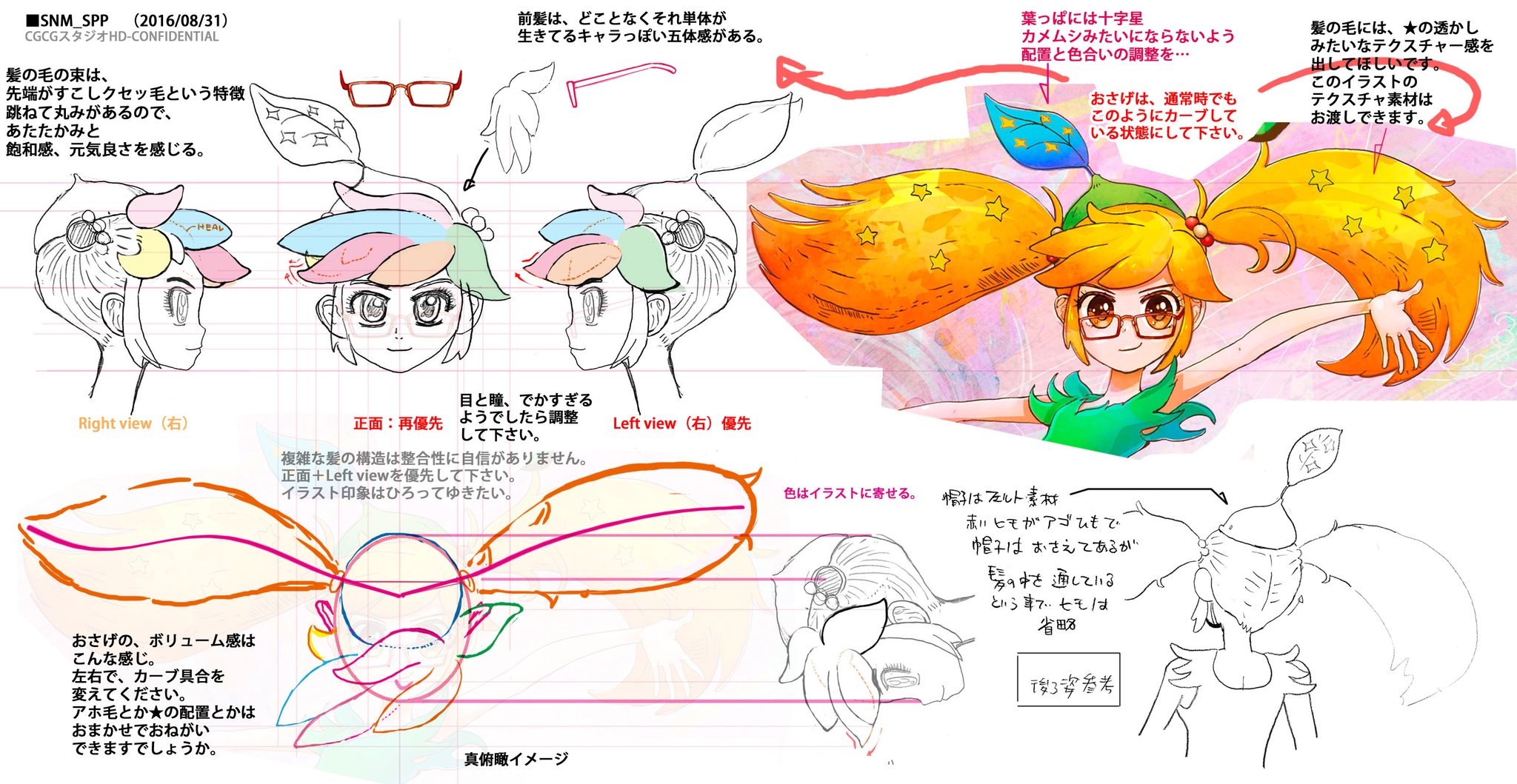 Jet Inoue 井上ジェット Auf Twitter これは スプリンパン のキャラクターの 3dcg の 造形について一部資料です 髪型は独特な形状なので丁寧めな説明図面を作成しています デコルテエリアは 鎖骨周辺と首 アゴにかけての造形のコンセプト図を作成しました 良い