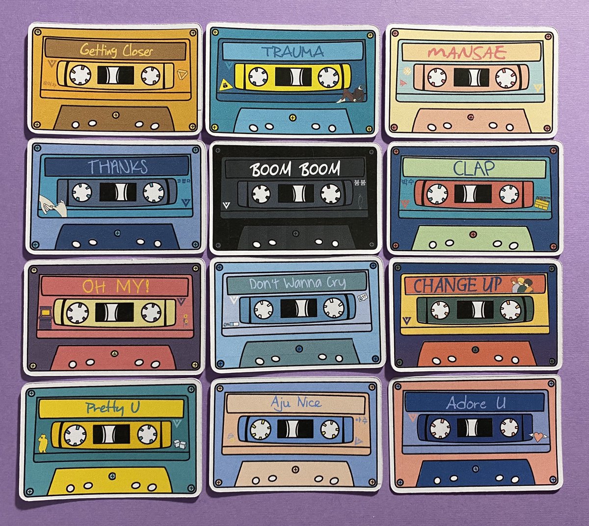 befuddledstan's tweet photo. ⭐️#SEVENTEEN Stickers⭐️
📼~title track mixtape~📼

-set of 12 stickers
-$6 PER SET
-free shipping in u.s.
-we shipping
-payment through paypal
-dm to order

PLEASE RT!

#gettingcloser #trauma #mansae #thanks #boomboom #clap #ohmy #dontwannacry #changeup #prettyu #ajunice #adoreu https://t.co/vp8OegKxwR