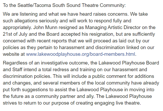 LkwdPlayhouse's tweet photo. To the Seattle/Tacoma South Sound Theatre Community: https://t.co/WI5tzLiFXP