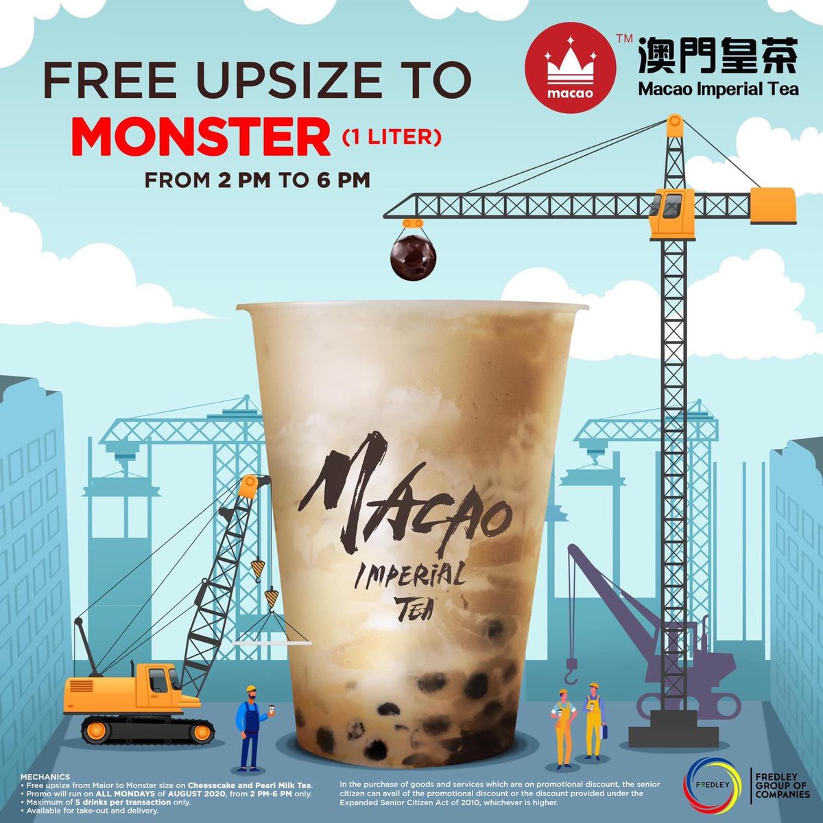 AyalaCentrio's tweet photo. Our Monstrous treat is back! Enjoy FREE UPSIZE TO 1 LITER on Cheesecake and Pearl Milk Tea on all Mondays of August from 2 PM to 6 PM only. Order at your go-to Macao Imperial Tea branch and be ready to grab that liter of happiness. ❤️
#MacaoImperialTeaPh
#MITForYouandMe https://t.co/K4A1EfP3hl
