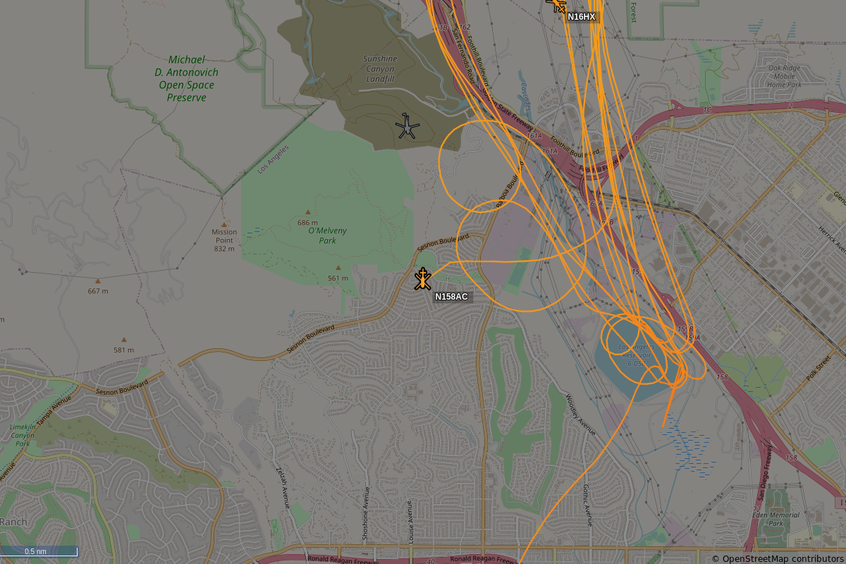 SkyCirclesLA's tweet photo. N158AC, a Sikorsky S-64-F, (callsign N158AC) is circling over Olive View, Los Angeles County at 2275 feet, speed 106 MPH, squawking 1255, 0.72 miles from Los Angeles Aqueduct #N158AC https://t.co/B6pWN898F3 https://t.co/9Tf9bYZsGU
