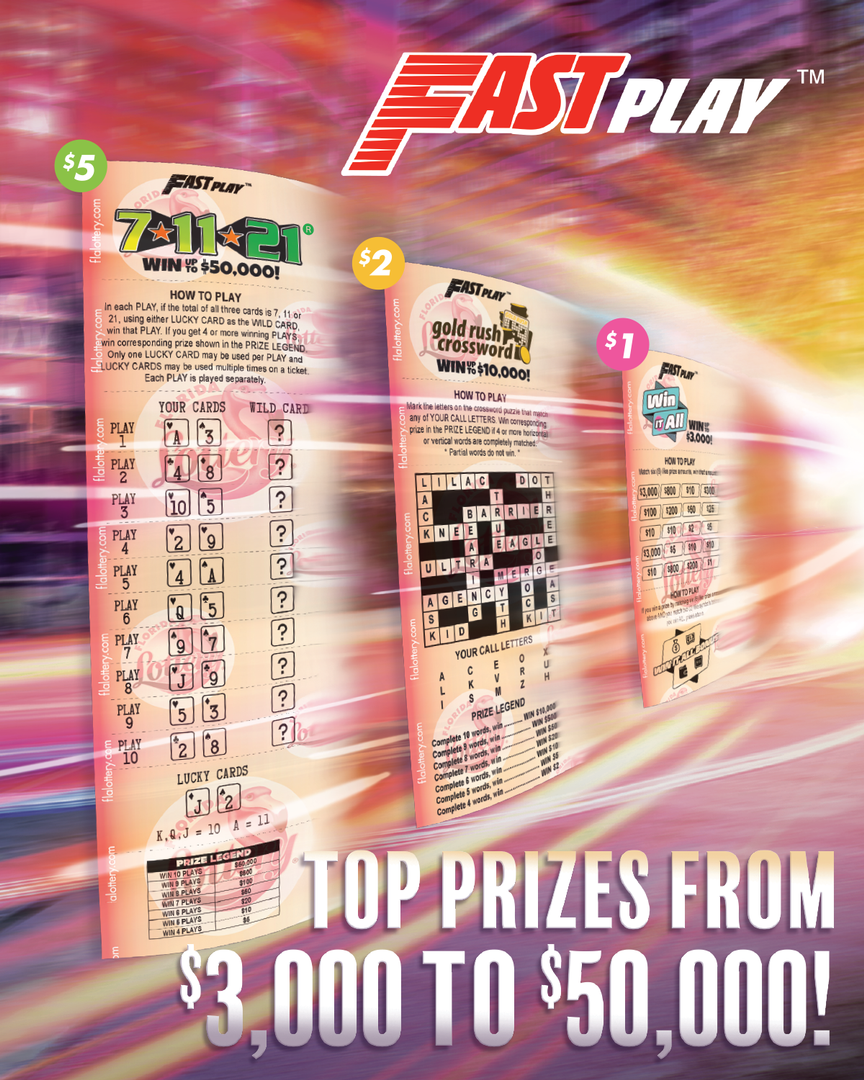 floridalottery's tweet photo. The ALL NEW Fast Play brings three new games to play! 💥
INSTANT top prizes from $3,000 to $50,000— now that's quick cash! https://t.co/xgP3yoXZAk
