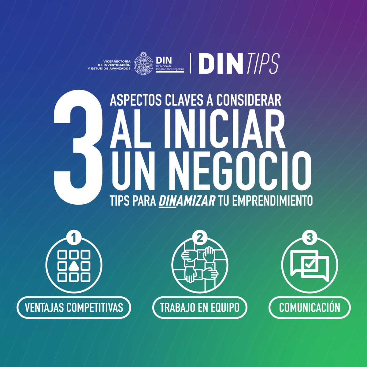 DIN_PUCV's tweet photo. ✏️#DINTips | Sin dudas para iniciar un negocio hay que tener en cuenta diversos factores, sin embargo acá te traemos 3 claves para saber si estás listo para comenzar el camino emprendedor 😀✨🚀💡 https://t.co/gPU1GLWPzB