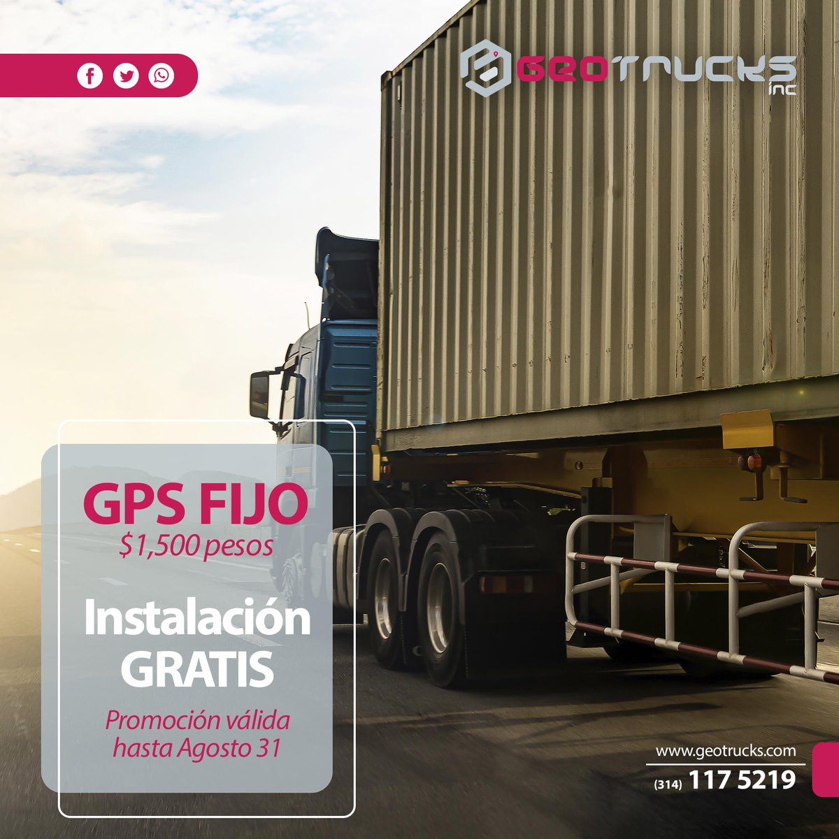 geotrucksinc's tweet photo. Un #GPS no es un lujo, es una necesidad, y en Geotrucks encontraras los mejores equipos, al mejor precio! Te ofrecemos planes de financiamiento y paquetes para reducir tu pago mensual por uso de plataforma!
Contáctanos https://t.co/CEDLvIx0WW
Tu mejor opción en rastreo satelital https://t.co/zv4RwTeXEm