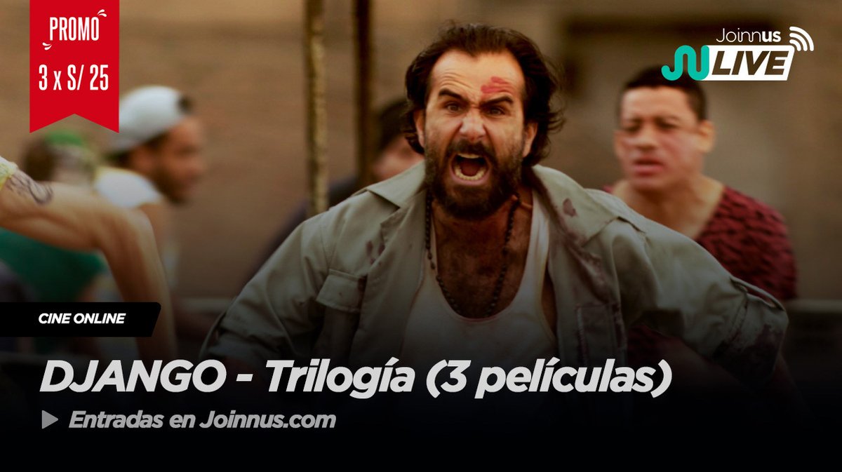 ¡Por primera vez podrás ver las tres películas de #Django en #JoinnusLIVE! 🎬

Mira la trilogía completa de 
<a href="/djangopelicula/">Djangolapelicula</a>
 a un SÚPER PRECIO.

Separa tu butaca en segundos ► bit.ly/2EK4s3X  

<a href="/GiovanniCiccia/">Giovanni Ciccia</a> @sergiogalliani <a href="/TatianaAstengoB/">Tatiana Astengo</a> <a href="/EmanuelSoriano/">Emanuel Soriano</a>