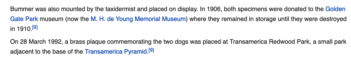 THEY STUFFED THE DOGS AND GAVE THEM TO THE DeYOUNG MUSEUM. BUT IN THE END, FIRES OF SF CAME FOR THEM