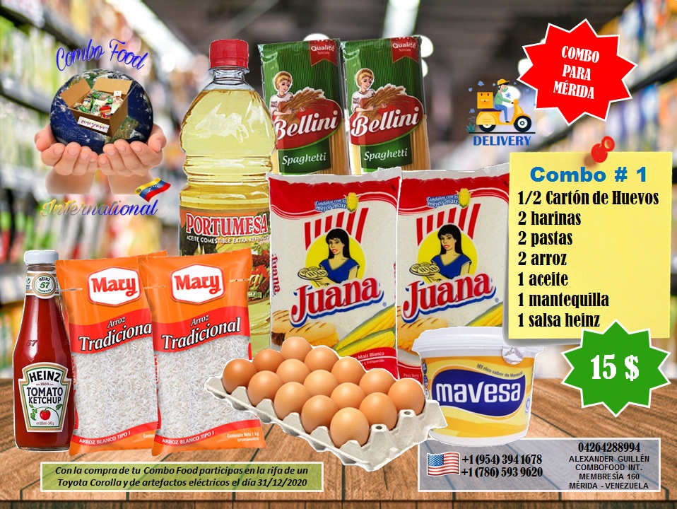 MeridaNatural's tweet photo. Desde cualquier parte del mundo, hazle llegar a tu familia los mejores combos de alimentos directo a su hogar. ¡Sorpréndelos desde la distancia! Responsabilidad y puntualidad. #ComboFoodInternacional #ComboFood #MercadoEnLinea #OnLine #Combo #Alimentos #Mérida #Venezuela https://t.co/geRpJNLlSZ