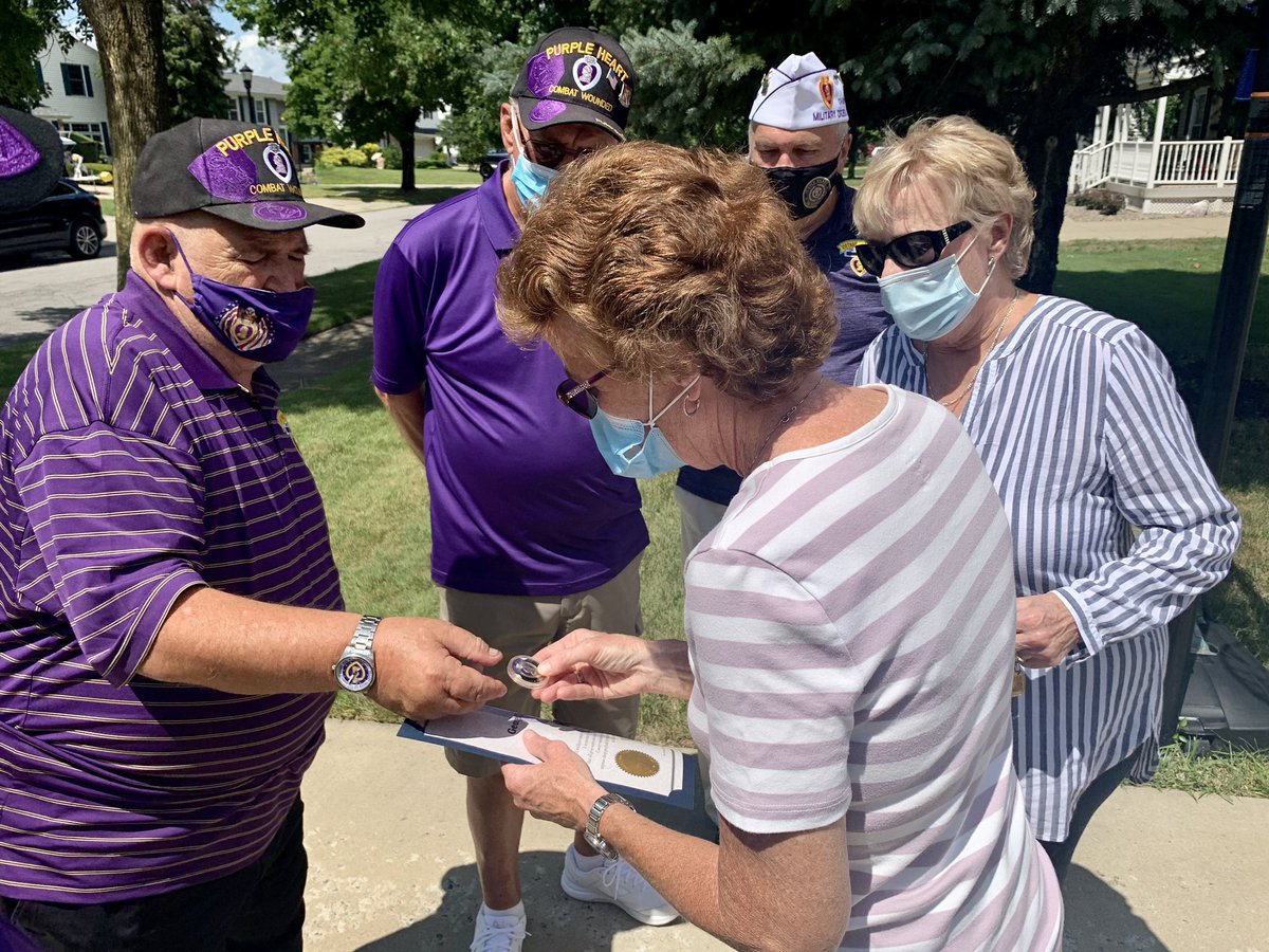 ErieCountyClerk's tweet photo. Just one day before his 23rd Birthday, George T. Cannon, Jr. was wounded in action during the Battle of Po Valley. He was a WWII Army #PurpleHeart #Veteran. I was honored to show his daughters his name now listed in the Book of Merit. #PurpleHeartWeek https://t.co/tTZS6ZeTMQ