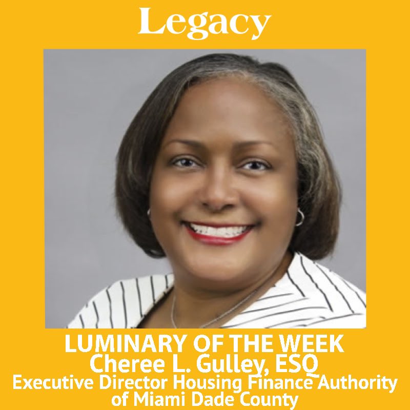 Success Profiles: Luminary Of The Week Cheree L. Gulley, ESQ - Executive Director Housing Finance Authority of Miami Dade County.

Read More in our newsletter: conta.cc/3gplNx9