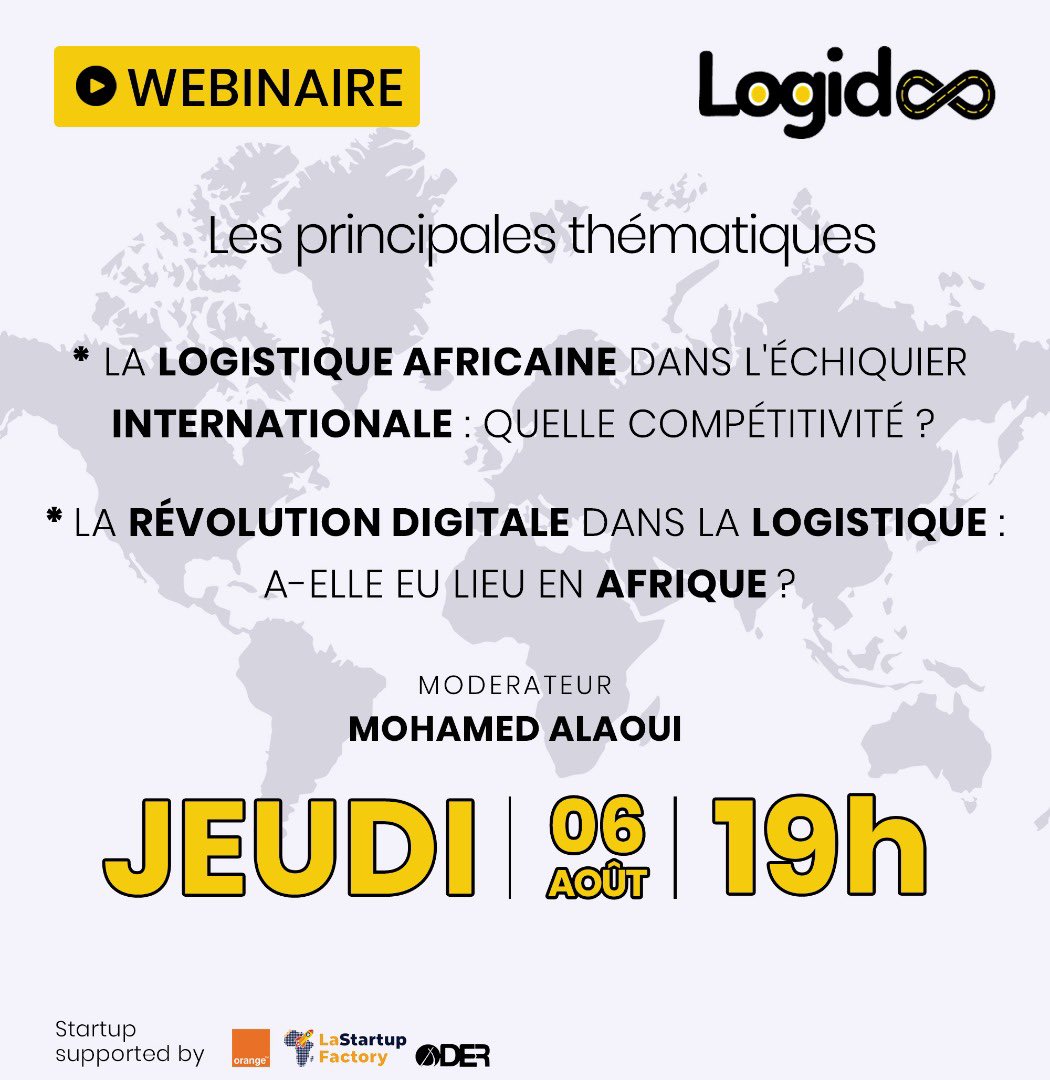 Logidoo2's tweet photo. C'est ce JEUDI 06 AOUT à partir de 19H ... 

N'oubliez pas de vous inscrire à partir du lien suivant :
https://t.co/9RzrkK9rod

#logidoo
#marketplace 
#logistics 
#transports https://t.co/YOlACq6z2X