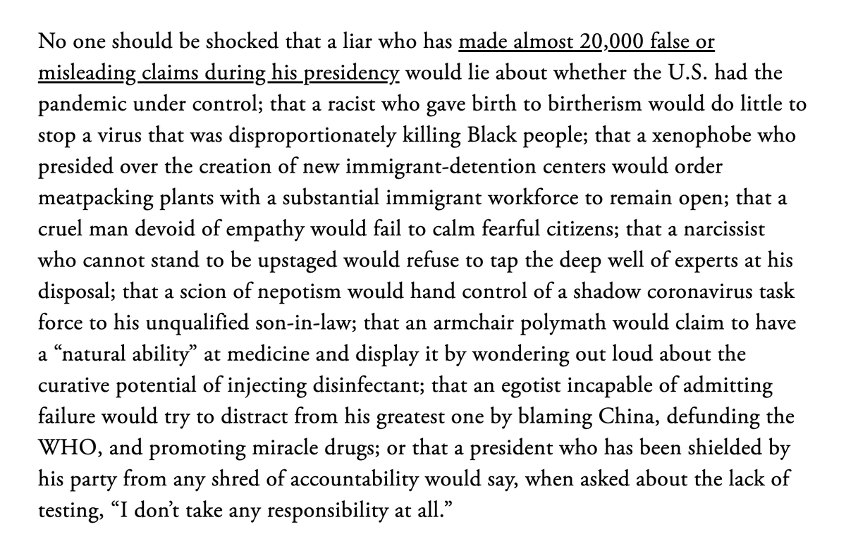 Another tour de force by <a href="/edyong209/">Ed Yong is not here</a> <a href="/theatlantic/">The Atlantic</a> on how the U.S. mishandled everything about Covid-19 tinyurl.com/yytks6ws It wasn't just Trump, though–as para below shows–much was. 

Will we learn from these errors so we do better the next time? I wish I was more optimistic.