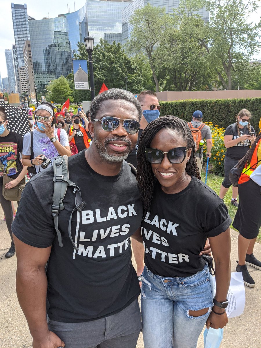 AdvocacyPeel's tweet photo. The #socialjusticepowercouple the Thompsons, Rohan & Kike Ojo at the March today at Queen's Park. #webow and then bow again. https://t.co/XRjt6jcKL6