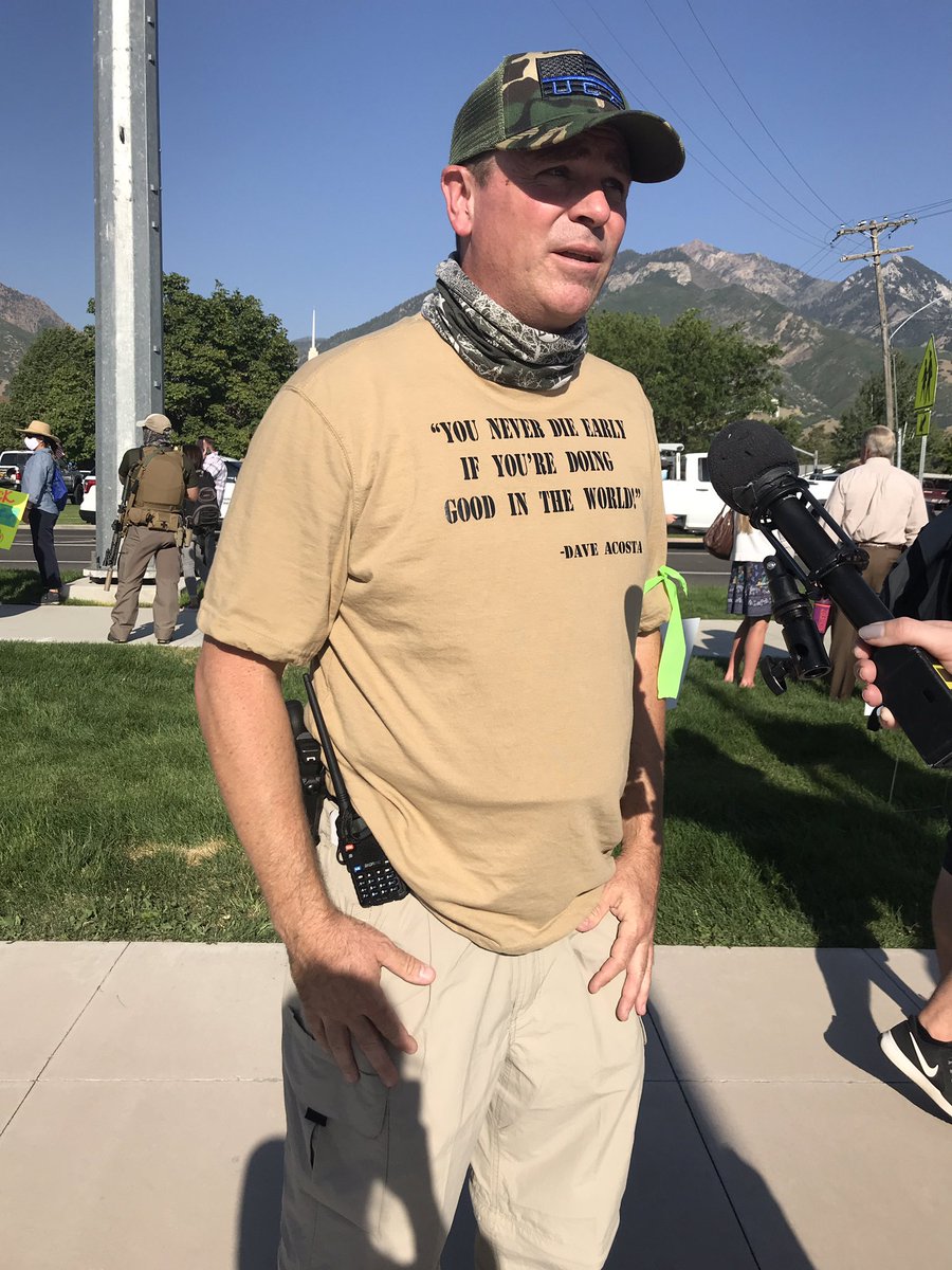 Casey Robertson, founder of Utah Citizens’ Alarm, on the guns/bulletproof vests: “We’re dealing with some violent people.”