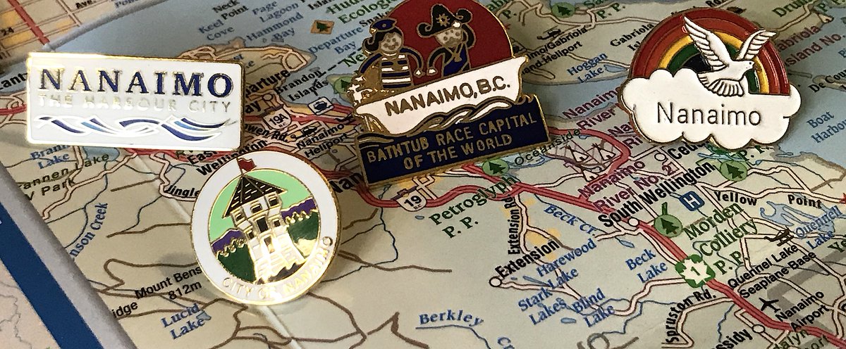 7. NANAIMO- Branding yourself as "Bathtub Race Capital of the World" is wonderful- The true delight is the couple: don't they look happy? Aren't we all looking optimistically over the horizon in our own bathtub, tossed about by fate and the seas?- i have too many nanaimo pins