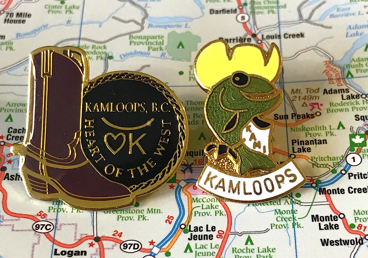 8. KAMLOOPS- It's Kami time!- He's the town mascot: a fish, who packs heat, and wears a cowboy hat, if you don't understand why that's not awesome, I can't help you- Alternative pin has big energy, but is no Kami