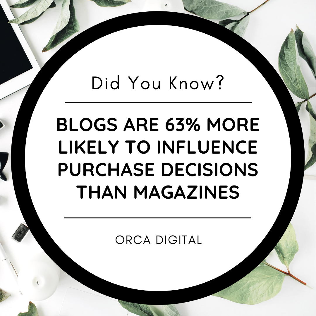 Orca_Digital_'s tweet photo. By writing blogs and posting them to your website, you're not only informing your visitors about topics that are popular in your industry, but you're building rapport and demonstrating your business's expertise! #Orcadigital #digitalmarketing #marketing #marketingfacts #blogs https://t.co/7QokpdYT6F