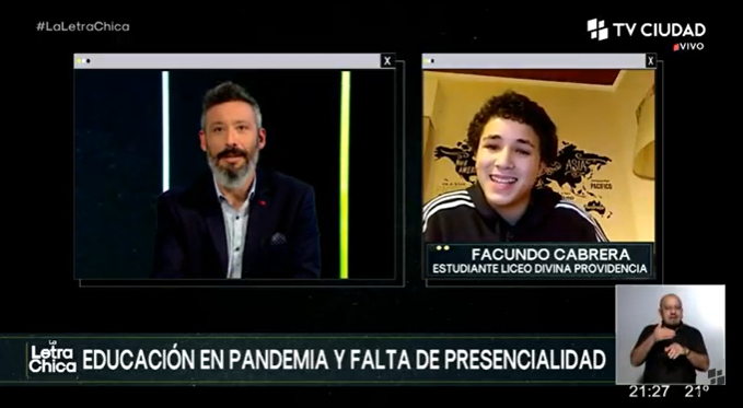 laletrachicatv's tweet photo. #LaLetraChica Hablamos con Facundo Cabrera, estudiante del Liceo Divina Providencia, del barrio La Teja. https://t.co/3NofivUugy
