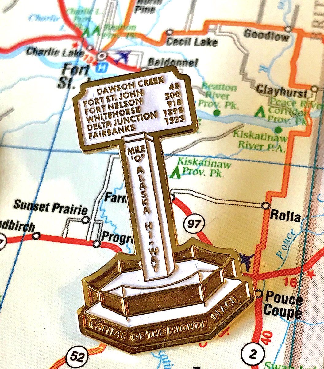 4. DAWSON CREEK- Literally the Mile Zero monument in the middle of town that begins the Alaska Highway- Look at the detail! The distance markers are readable! And it's just two colours!- Fun, educational, cool shape, just great in so many ways