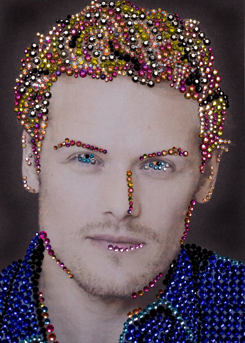 breynpuckett's tweet photo. @GISH @SamHeughan Item #130 a bedazzled portrait of your favorite celebrity. #YouDazzleMe #MishaMadeMeDoIt #GISH2020 #GISH #SamHeughan #Outlander #TheMultipleManTears https://t.co/EF6VW6rO2D
