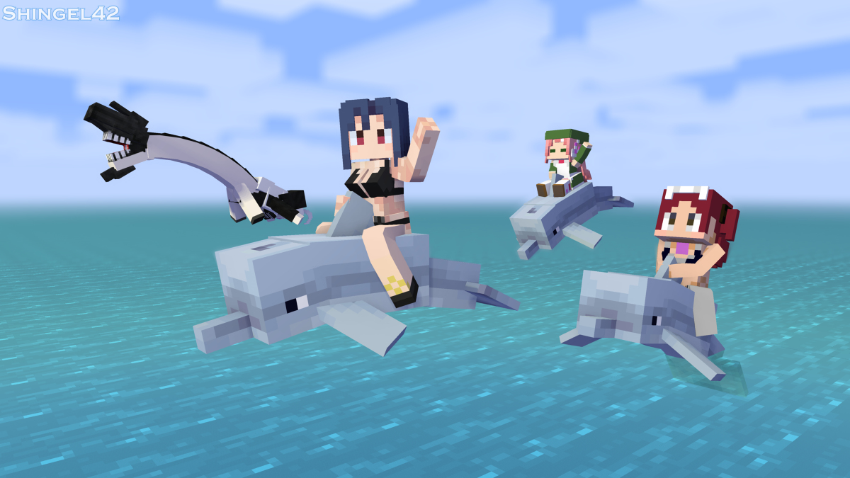Shingel_42's tweet photo. Maids, Dolphins and Re-Class #Minecraft #MineImator #マインクラフト #Mine-Imator #LittleMaids #LittleMaidMob #ShinColleMod https://t.co/sOTfWkA9p8 https://t.co/mxmXiVR9s7