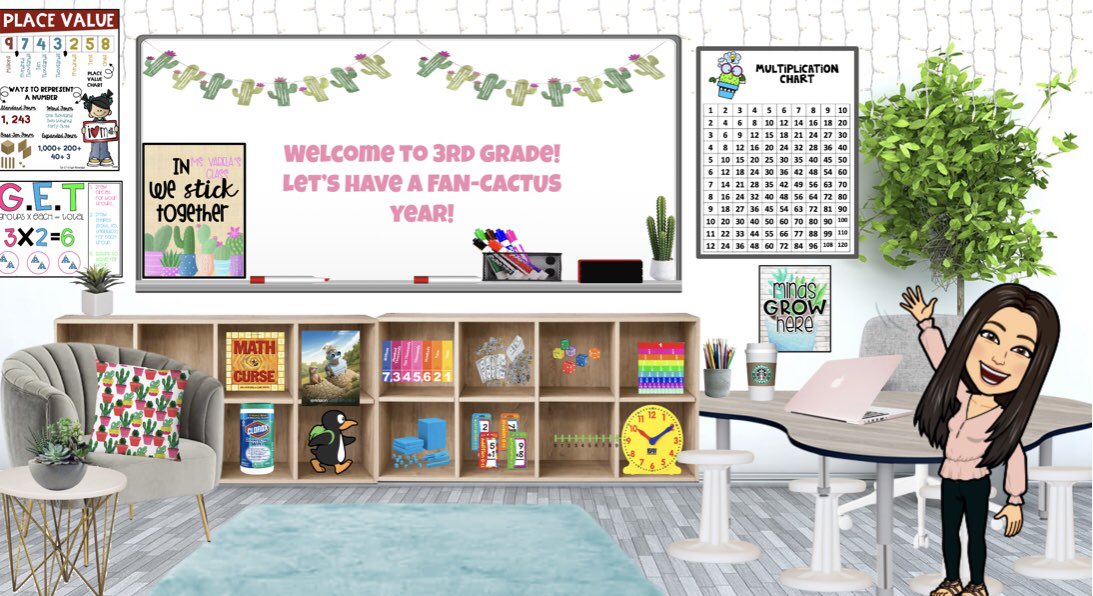 MsVarelasClass's tweet image. Kind of obsessed with my virtual classroom 😍 makes me more excited for the year to start! #chasingrainbows