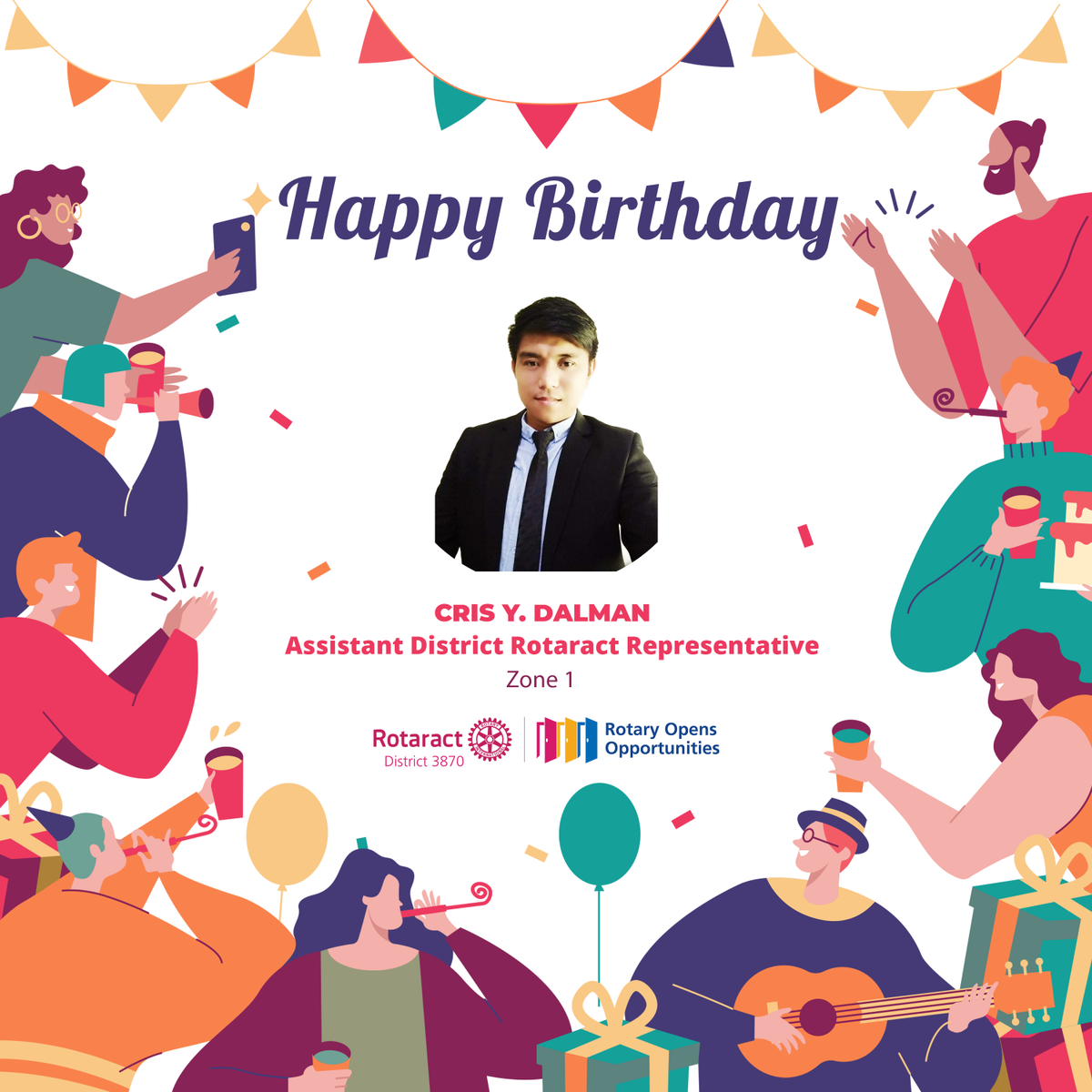 RIDistrict3870's tweet photo. We would like to greet our passionate and dedicated Transform Assistant Rotaract Representative of Zone 1, ADRR Cris Y. Dalman a happpy birthday!
#RotaryInternational
#Rotaract
#RotaryOpensOpportunities
#MDIOPilipinas
#TransformRotaractors
#RID3870
#TheHeartOfMindanao https://t.co/tfUGiba2B3