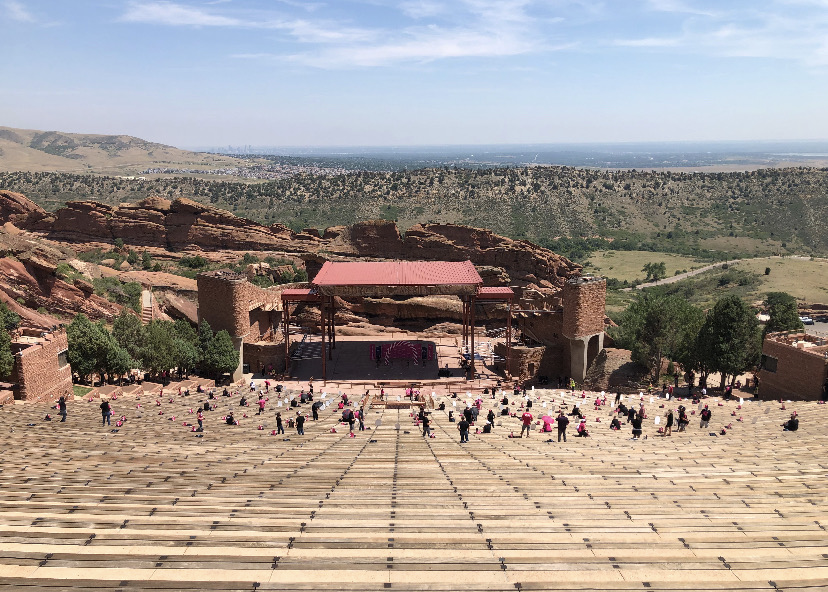 MikeSievert's tweet photo. I really felt the love at Red Rocks outside Denver today, even with so much distance. It took a 10k seat amphitheater to safely fit 150 and it was totally worth it!! I needed some time with the team 😉 https://t.co/O54MKtpikk