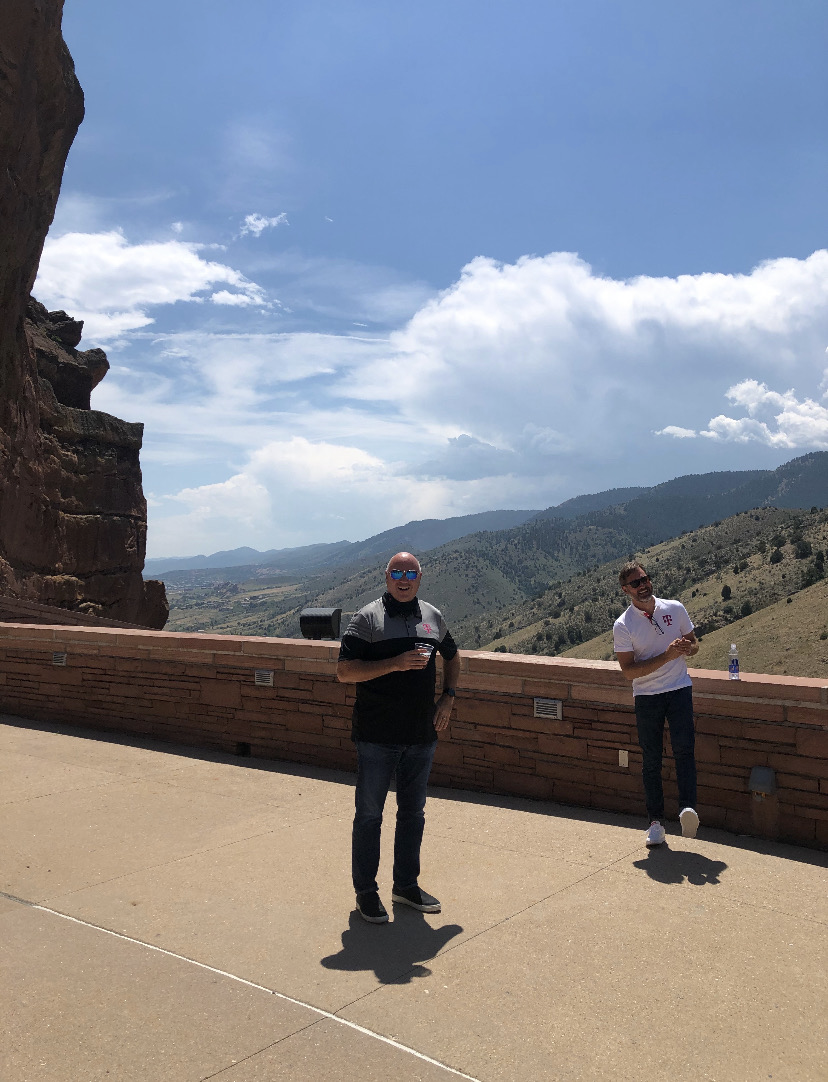 MikeSievert's tweet photo. I really felt the love at Red Rocks outside Denver today, even with so much distance. It took a 10k seat amphitheater to safely fit 150 and it was totally worth it!! I needed some time with the team 😉 https://t.co/O54MKtpikk