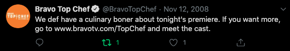 and a bunch of others i forgot to do screenshots of. thank you to the top chef social media team for deleting these so quickly after hours on a friday night. you made it so fun