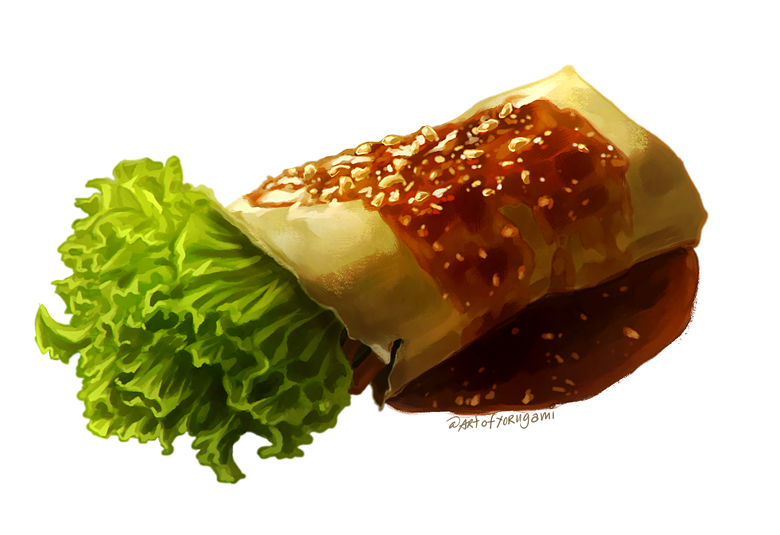 Food Art Series: Fresh Lumpia ( Filipino ) 🥬 Composed of different vegetables wrapped in a crepe, topped with a sweet sauce & crushed peanuts. Some variations of this dish are made with heart of palm and stuffed with pork. #artph #foodart #ArtistsofSEA