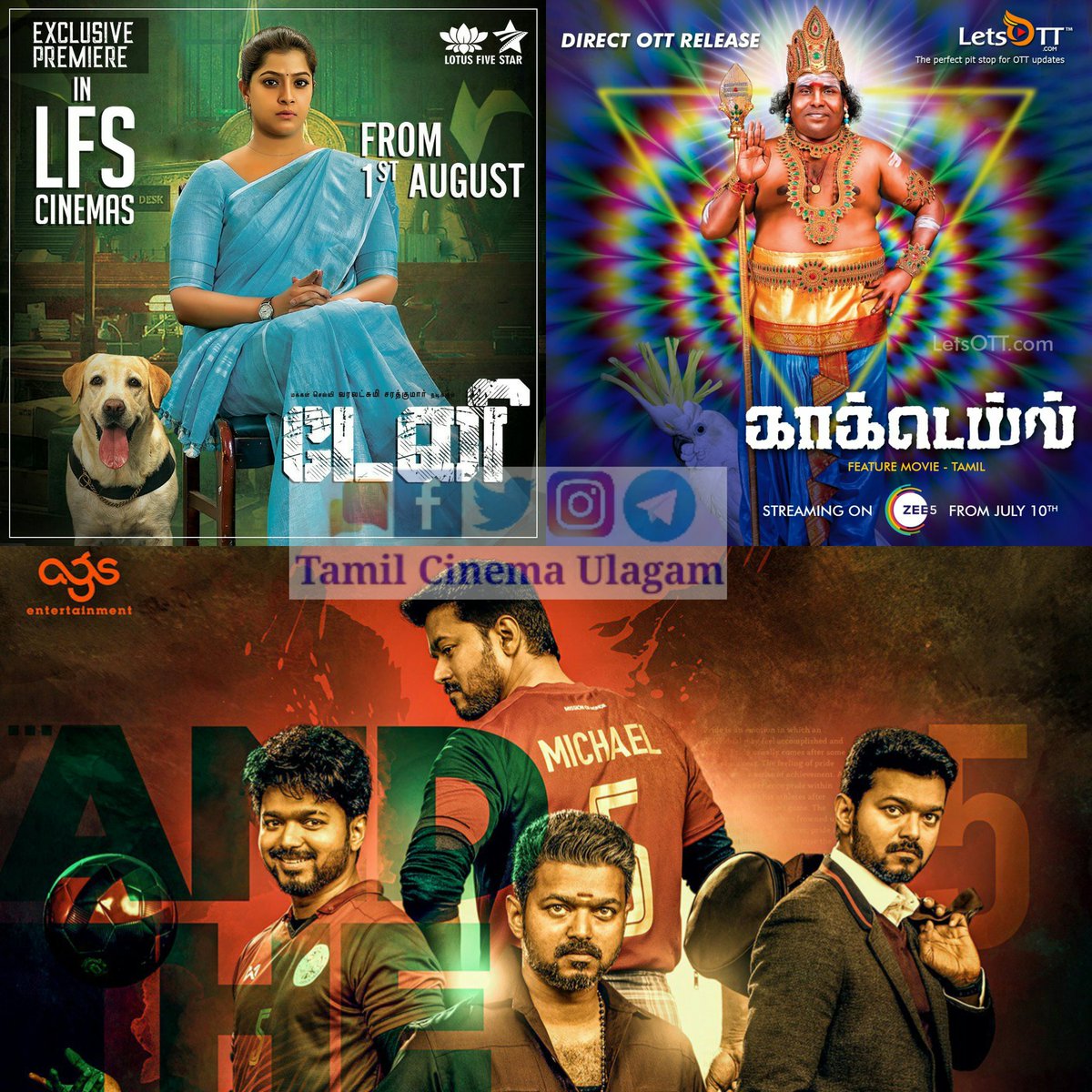 ulagam_cinema's tweet photo. Tamil Movies in Malaysia Theaters on 4th August
#Danny - 33 Shows - 4th Day
#Bigil - 7 Shows - 35th Day
#Cocktail - 2 Shows - 25th Day
#BigilOnSunTV
#BigilCrackerOnSunTV #dannyreview
@iYogiBabu @varusarath @MuthaiahG @LFSCinemasMY @LotusFivestarAV @Jagadishbliss @mithunraman https://t.co/OaRDvQ5vO1