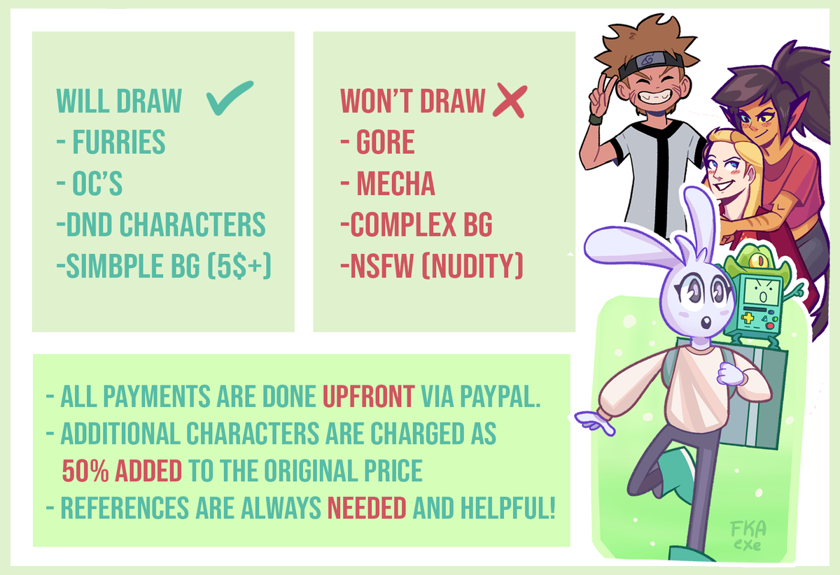 Hello! Here is my updated commission sheets from all my services apart of my Twitch Emotes.
RT's are much appreciated.
If you have any question feel free to DM me.
(Check the pinned Tweet on my profile for my Emote Commission sheet)
<3 Thanks a lot <3
