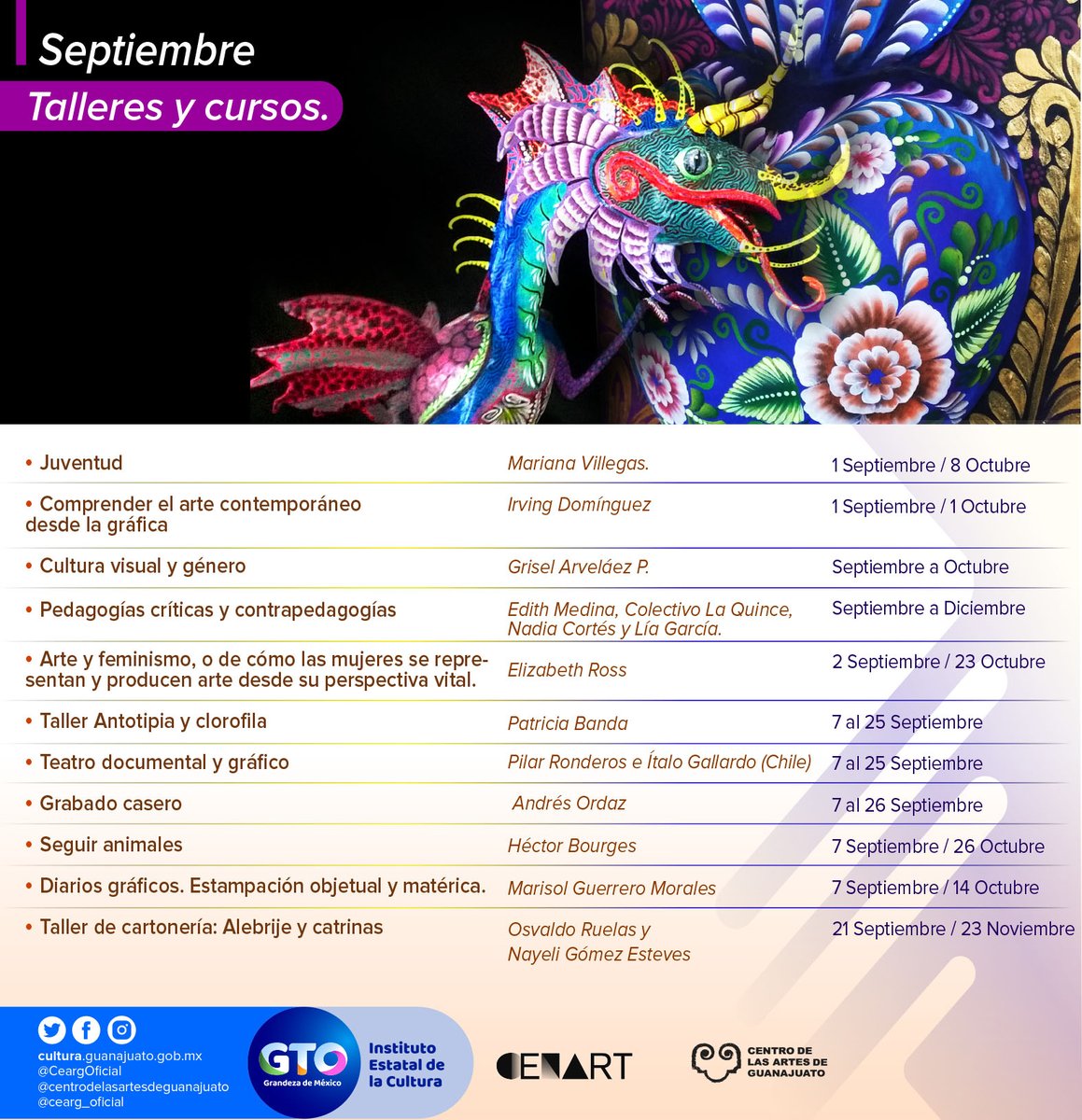 CeargOficial's tweet photo. Próximamente 😃
#Tutorías #Conferencias #Cursos #Talleres
👆#CEARG
Síguenos en
Instagram...@cearg_oficial
Twitter........@Ceargoficial
Facebook...@Centro de las Artes de Guanajuato
#Agosto2020
#Septiembre2020
#Octubre2020
#Noviembre2020
#IEC #CENART #CEARG https://t.co/3ZLDUdggdY