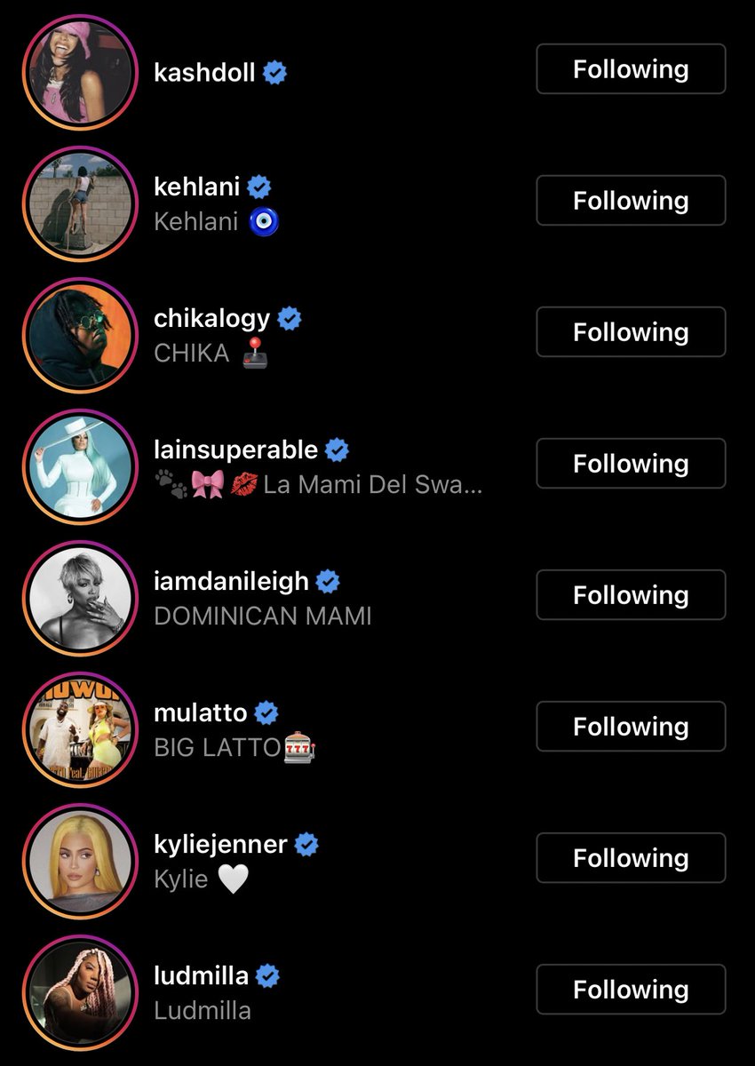 Remy Ma, Rico Nasty, Lizzo, Flo Milli, Offset, Normani, Megan Thee Stallion, Sza, JT, Kash Doll, Kehlani, Chika, La Insuperable, DaniLeigh, Mulatto, Kylie Jenner, &amp; Ludmilla liked Cardi’s instagram post of #WAP FT MEG OUT FRIDAY!