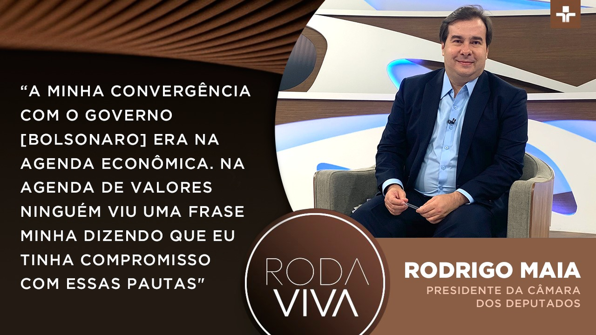 rodaviva's tweet photo. No #RodaViva, o presidente da Câmara dos Deputados, @RodrigoMaia, fala sobre sua relação com as pautas de Jair Bolsonaro. https://t.co/T8FovyXCtK