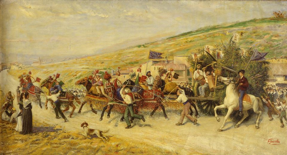 FondationCalvet's tweet photo. La "Carreto Ramado"(charrette ramée)est une tradition séculaire d'une douzaine de villages du nord des Alpilles et du val de Durance qui se déroule tous les ans de juin à septembre et associe les agriculteurs et les résidents. https://t.co/i8vjuq7VvM