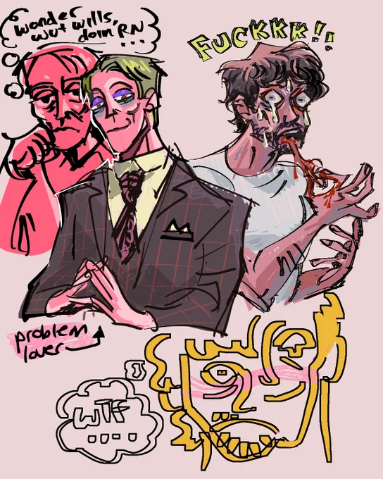 actually i changed my mind i found some new brushes and i have decided to go insane heres a 2am doodle dump ( #Hannibal ) 