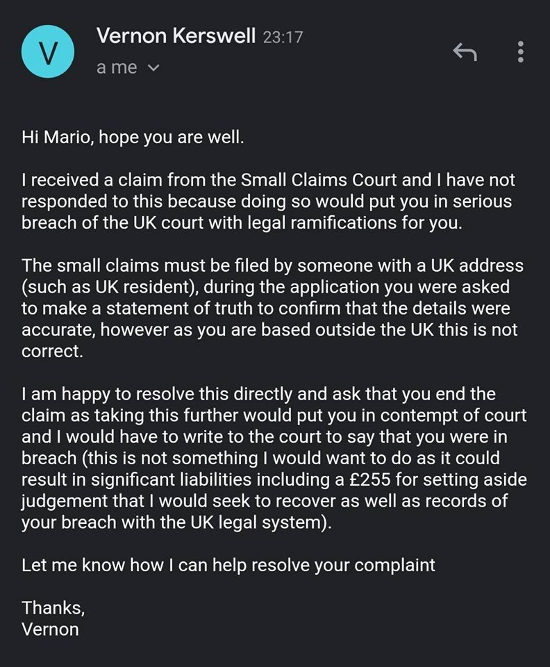 Droning_ON's tweet photo. Now that backers of the failing #MicroDrone4 campaign are rising, @VernonKerswell from @Extreme_Fliers is resorting to BLACKMAIL to scare backers into reverting their legal action. As expected @Indiegogo are still yet to show their faces in defence of their consumers, appalling. https://t.co/mAic9woZSk