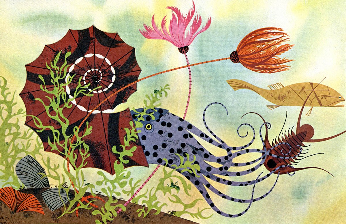 paleo_pop's tweet photo. A woefully brief Charley Harper paleoart appreciation thread https://t.co/C1XH9JCWT2