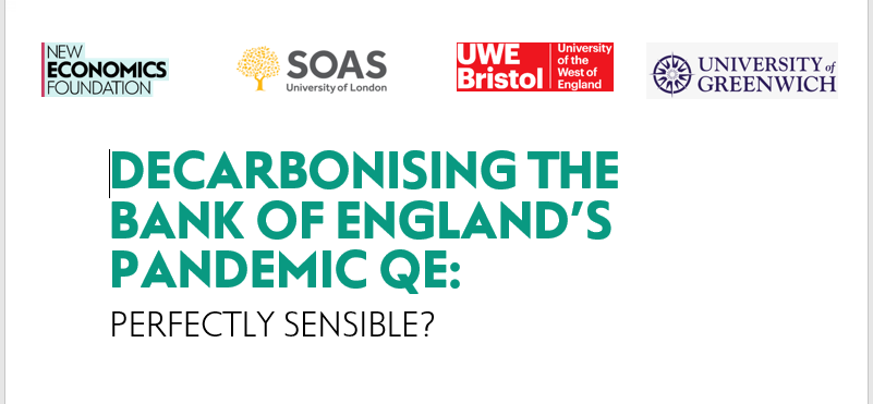 NEW BRIEF: Decarbonsing the  @bankofengland's Pandemic QE: "Perfectly Sensible?"We  @DanielaGabor  @M_Nikolaidi  @YannisDafermos show there is a significant CARBON BIAS to Corporate QE. We offer 2 alternative strategies that would GREEN corporate QE. 1/16