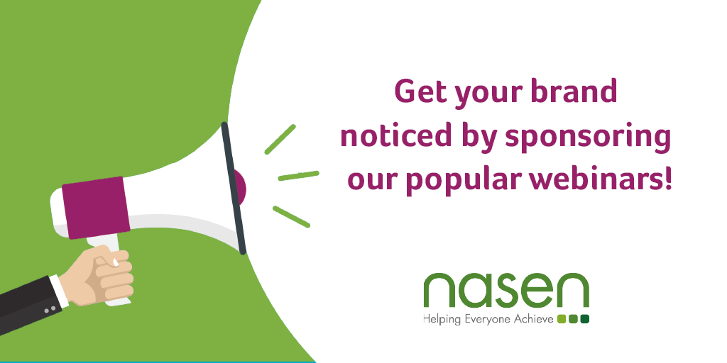 nasen_org's tweet photo. Are you looking to get your brand, product or service noticed by education professionals? We have an exciting opportunity to sponsor our popular webinars! If you want to find out more, don't hesitate contact the team today: sales@nasen.org.uk 
#sponsorship #CDPL #education https://t.co/dkWoqCAWdL